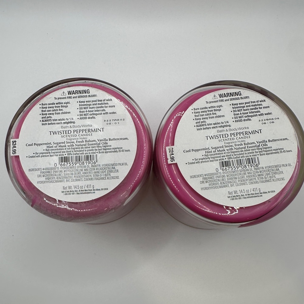 Bath & Body Works Twisted Peppermint Candle Duo - Hot Pink & Gold - Picture 4 of 5